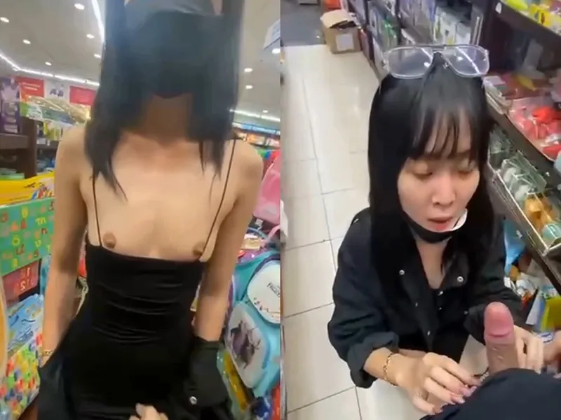 đi nhà sách em mặc mỗi cái quần lót còn đòi anh mút củ khoải p1